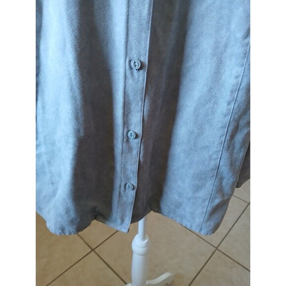 Catherines Womens Blouse Long Sleeve Gray Button Up Collared 1X 18/20W - Picture 7 of 14